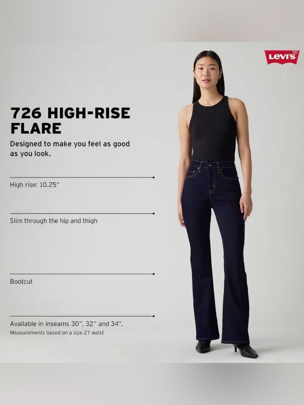 Levi’s 726 High-Rise Black Flare Jeans - Size 28